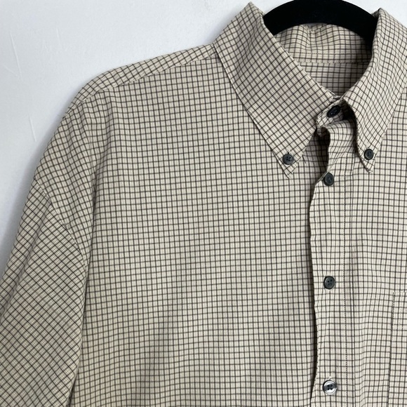 Cacharel designer plaid grid neutral buttons shirt - Picture 2 of 8